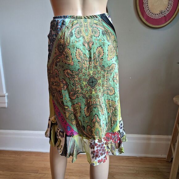 Vitntage Y2K Dress Midi Skirt Silk Floral Paisley Fairycore Grunge Size Small - Picture 3 of 9